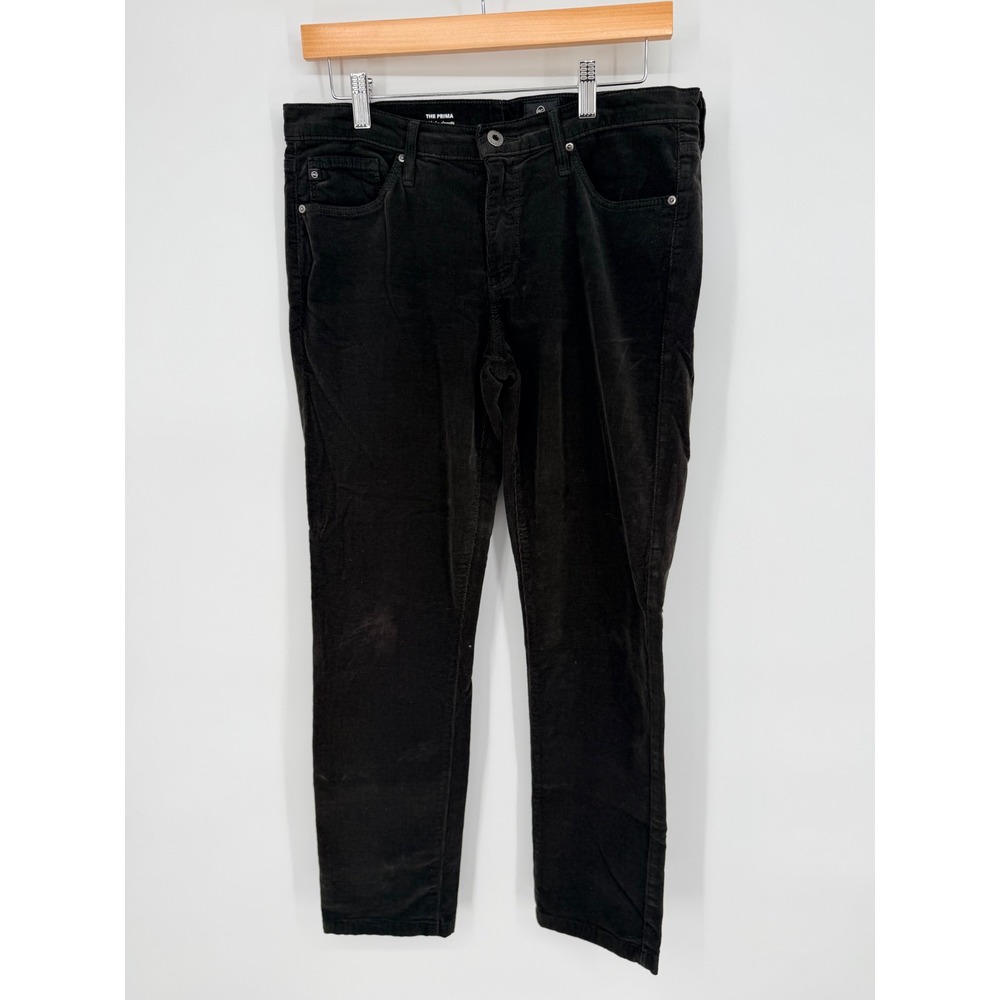 AG Adriano Goldschmied The Prima Black Corduroy‎ Mid Rise Cigarette Pants 29R